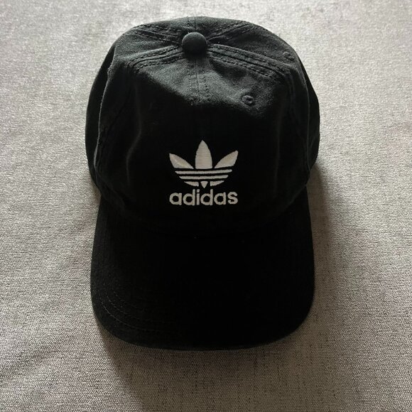 Adidas Originals Adjustable Fit Strapback Cap Hat Adult Black Trefoil OSFM - Picture 1 of 8